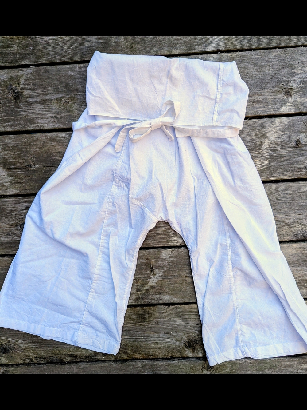 Thai Fisherman Wrap Pants White Cotton One Size / Pantalon thaï pêcheur NWOT